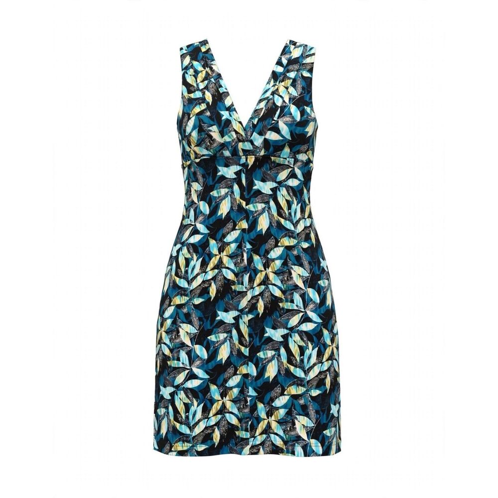 Women's Sleeveless Floral V-Neck Multicolor Knee Length Sheath Dress M